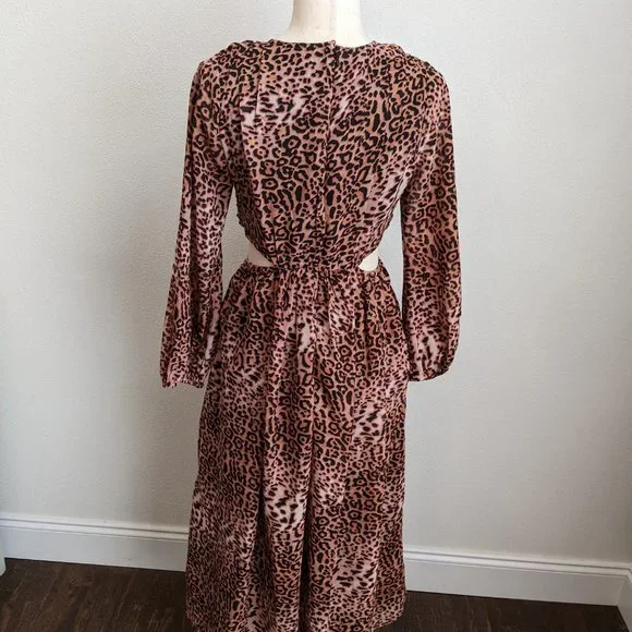 Anthropologie Ranna Gill Cutout Animal Print Midi Dress - Picture 7 of 11